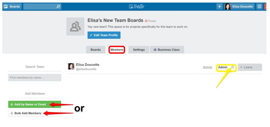 Trello editorial calendar new team members