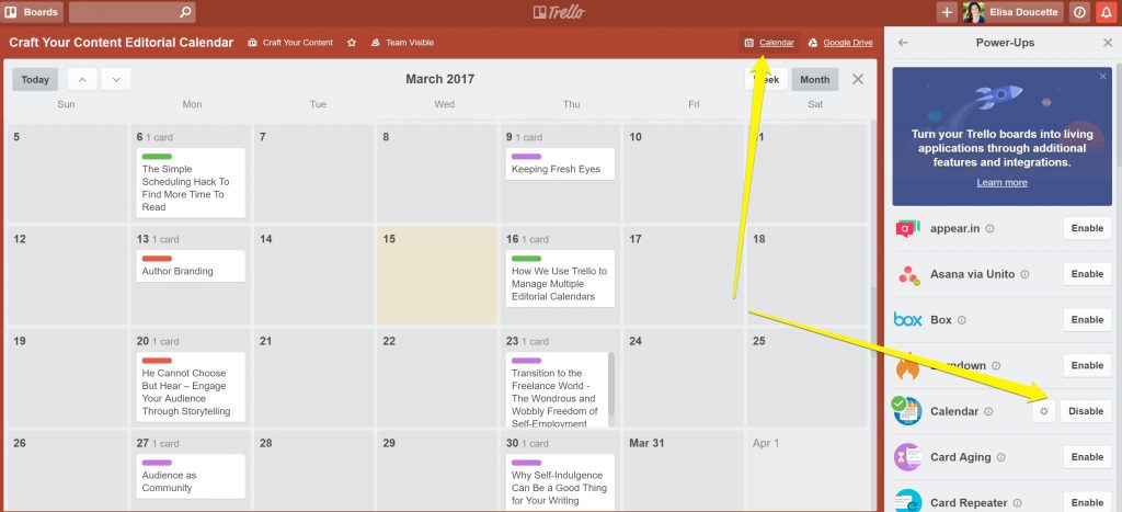 calendar power-up trello