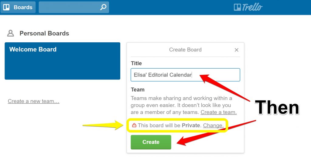 Adding new board to Trello