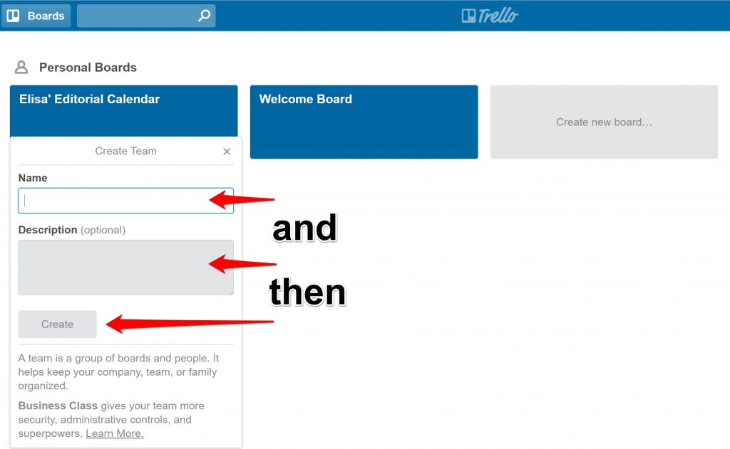 Trello Editorial Calendar new team